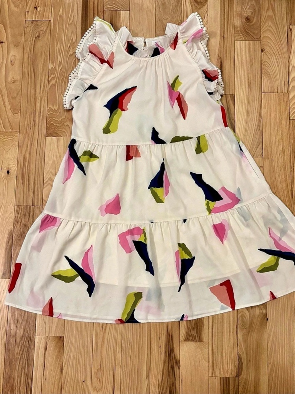 THML Women’s Abstract Tiered Dress in Cream & Pink